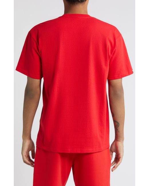 BBCICECREAM Red Embellish Arch Logo Cotton Graphic T-shirt for men