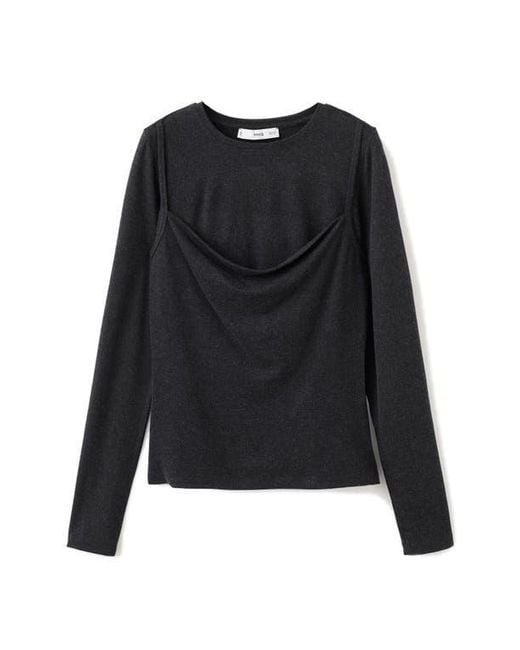 Mango Blue Combine Drape Top