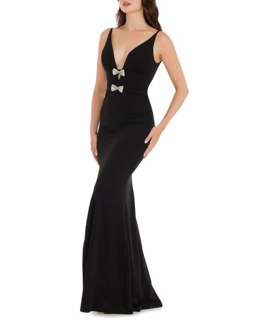Dress the Population Viola Crystal Bow Mermaid Gown in Black | Lyst