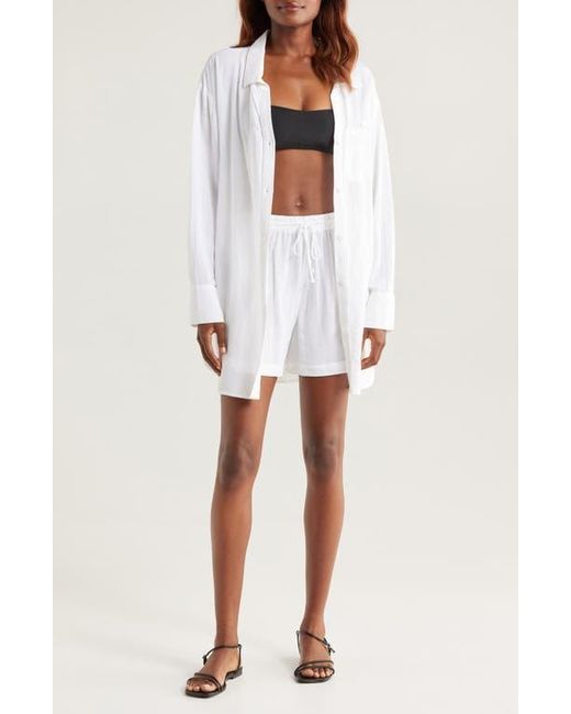 Nordstrom White Oversized Cover-Up Shirt
