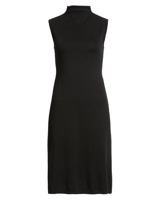 Anne Klein Black Funnel Neck Sleeveless Sweater Dress