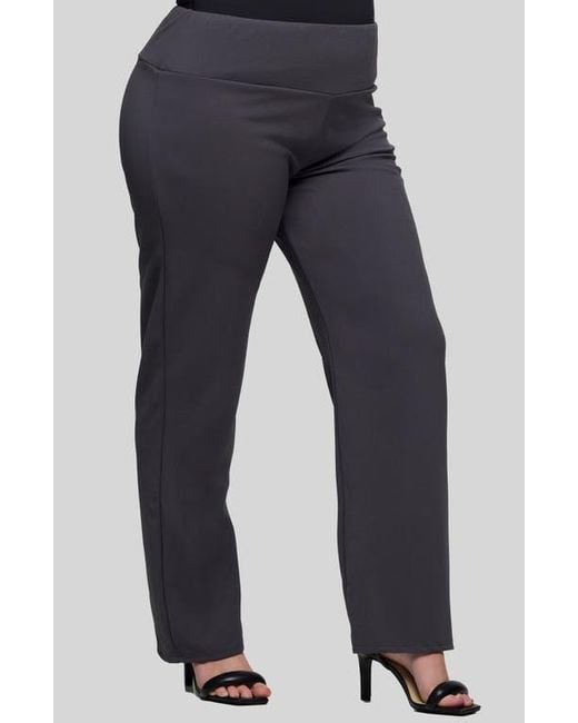 24seven Comfort Apparel Blue High Waist Straight Leg Pants