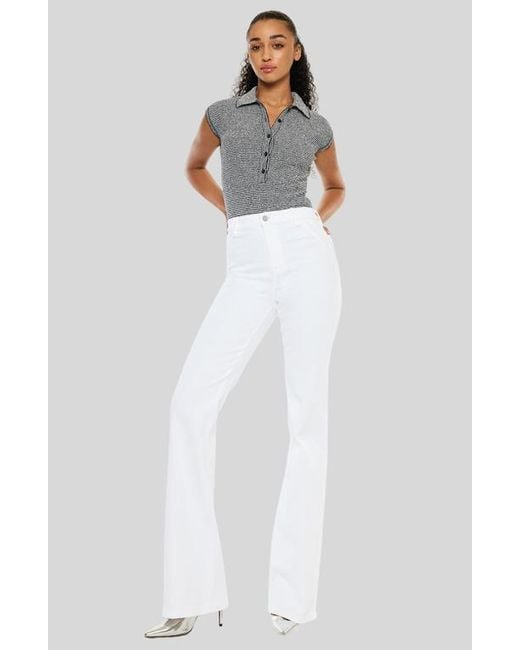 Kancan White Celia Ultra High Rise Wide Flare Jeans
