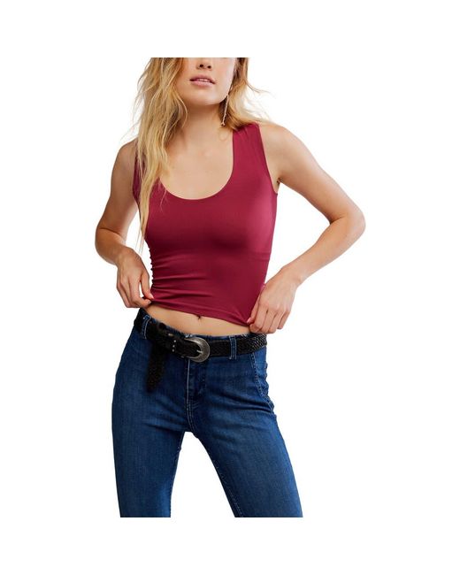 Free People Red Clean Lines Seamless Muscle Fit Camisole
