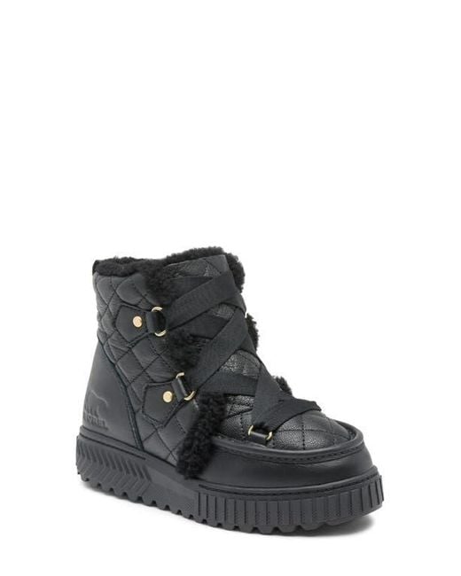 Sorel Black One Ave Alpine Genuine Shearling Trim Waterproof Boot