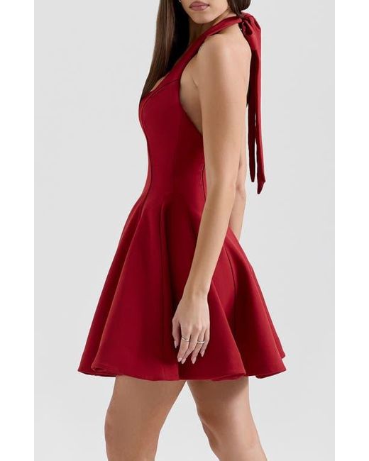 House Of Cb Red Loulette Halter Minidress