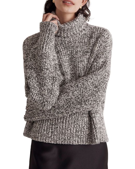 Madewell Gray Marl Wide Rib Turtleneck Sweater