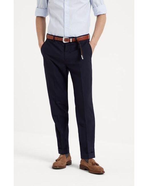 Brunello Cucinelli Blue Formal Fit Trousers for men