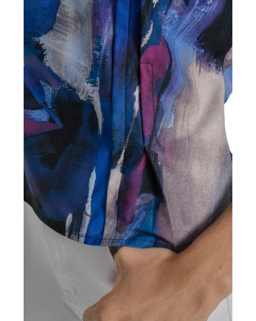 DKNY Blue Chiffon Sleeve Knit Top