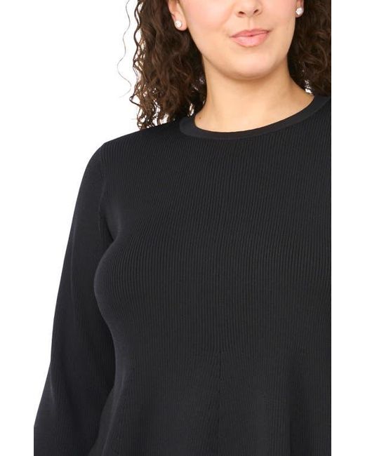 Halogen® Black Rib Peplum Sweater