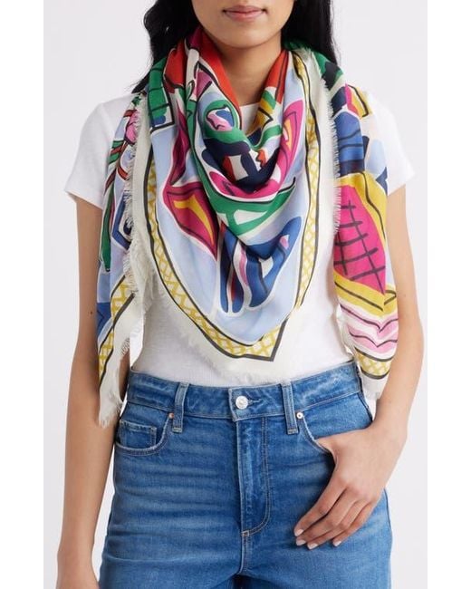 Echo Blue Cubists Square Scarf