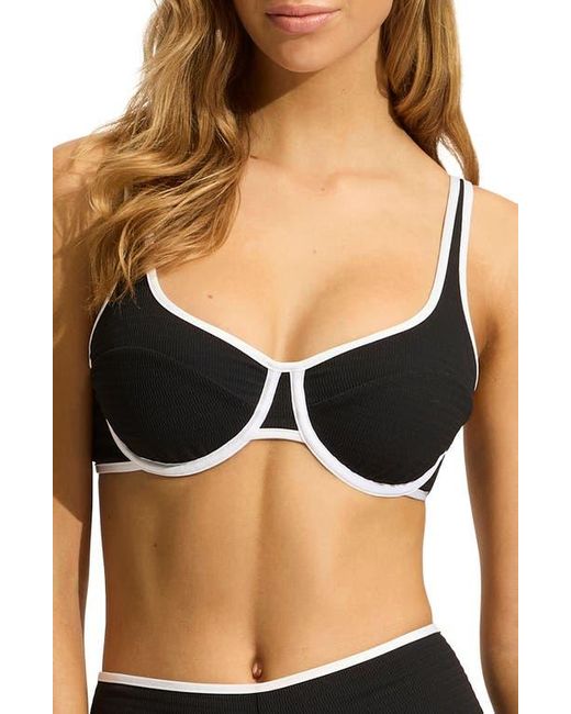 Seafolly Black Beach Bound Colorblock Underwire Bikini Top