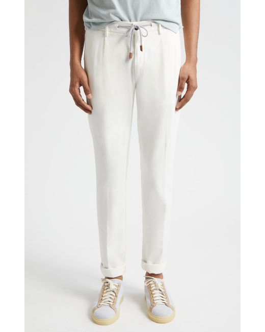 Eleventy White Drawstring Waist Stretch Jersey Pants for men