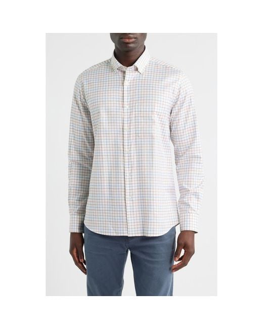 Scott Barber White Windowpane Prep Cotton Twill Button-Down Shirt for men
