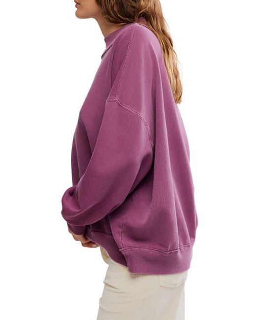 Free People Purple Palm Springs Mock Neck Cotton Fleece Sweatshirt