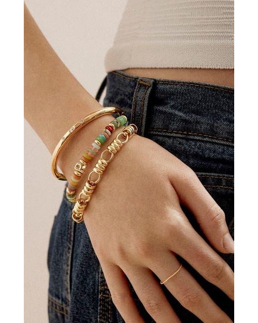 BaubleBar Blue Amaris Semiprecious Initial Beaded Stretch Bracelet