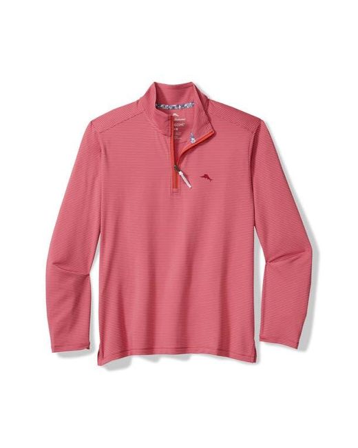 Tommy Bahama Pink Costa Wave Islandzone Seersucker Half Zip Pullover for men