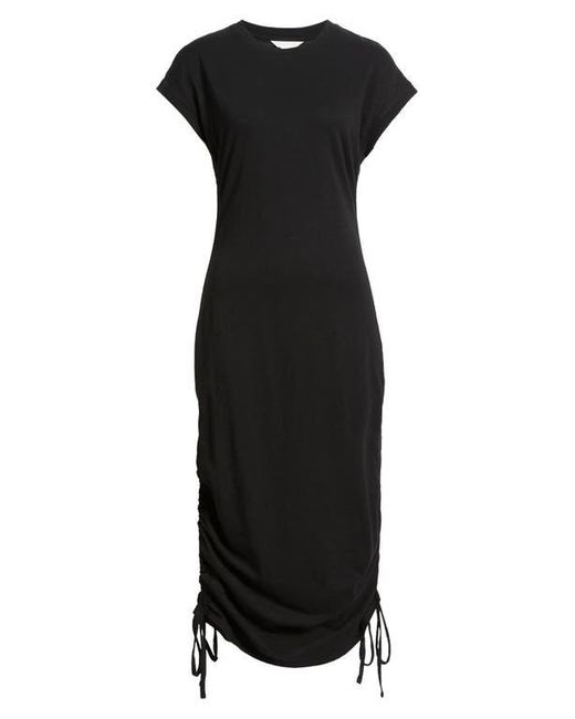Caslon Black Ruched Cotton Midi T-Shirt Dress