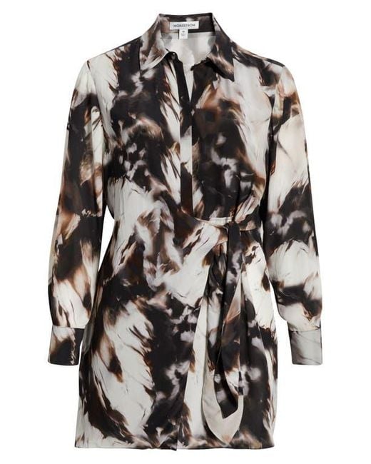 Nordstrom Black Long Sleeve Faux Wrap Dress