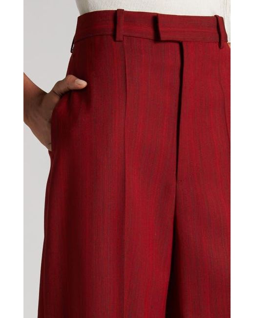 Bottega Veneta Red Subtle Stripe Wool Blend Pants