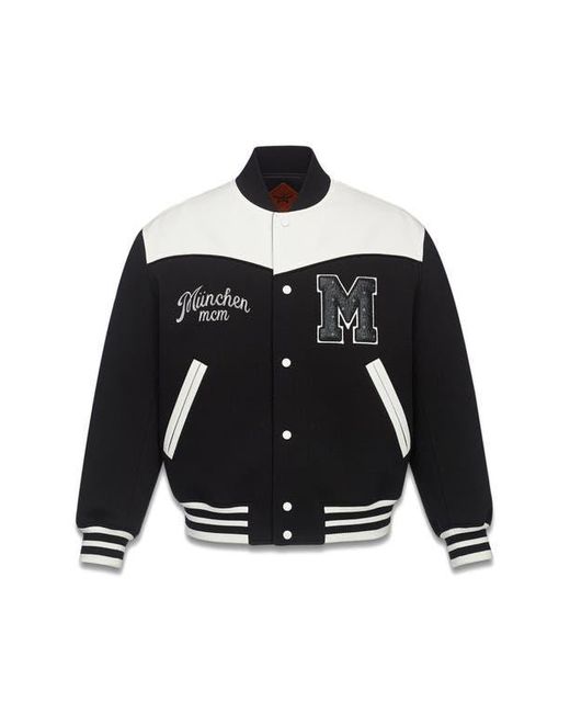 MCM Black Munchen Ponte Varsity Jacket for men