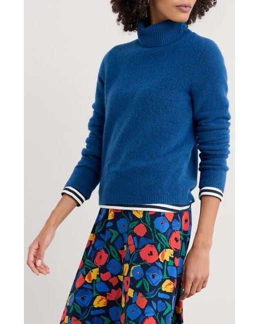 Seasalt Cornwall Blue Cloud Chasing Turtleneck Wool Blend Sweater