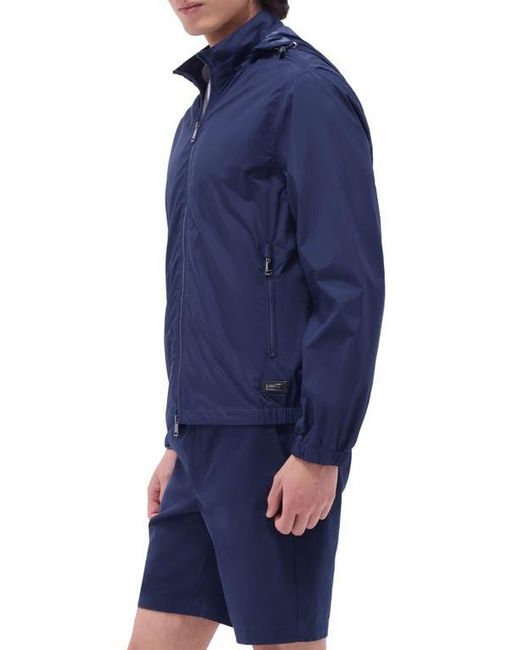 Bugatchi Blue Water Repellent Packable Jacket With Removable Hood for men