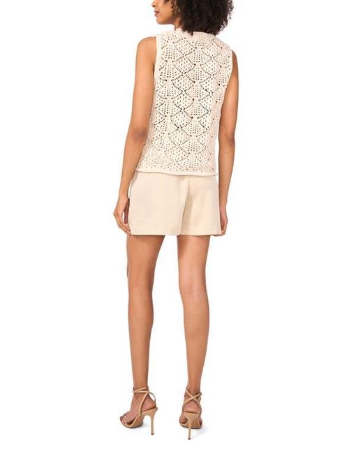 Vince Camuto White Open Stitch Sleeveless Sweater