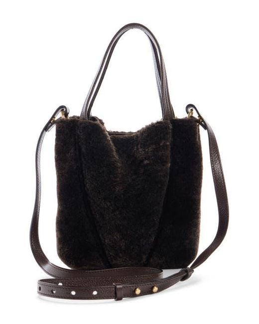Chloé Black Small Spin Genuine Shearling Tote