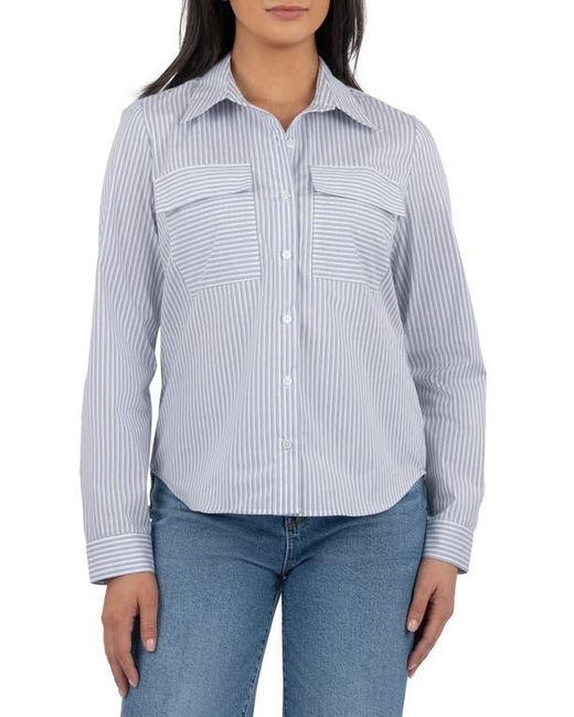 Kut From The Kloth Blue Analeah Stretch Cotton Button-Up Shirt