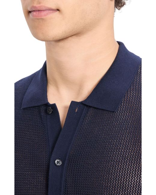 Theory Blue Cairn Short Sleeve Button-up Cotton Blend Sweater for men