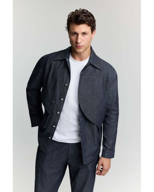 Jendue US Blue Layered Denim Jacket for men