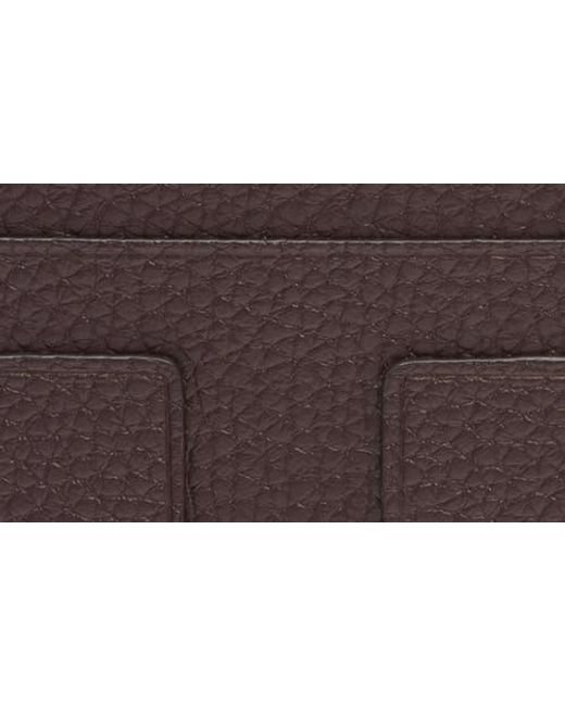 Tom Ford Brown T-Line Soft Grain Leather Card Holder for men
