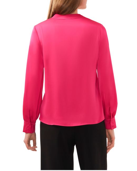 Halogen® Red Halogen(r) Collarless Satin Button-up Shirt