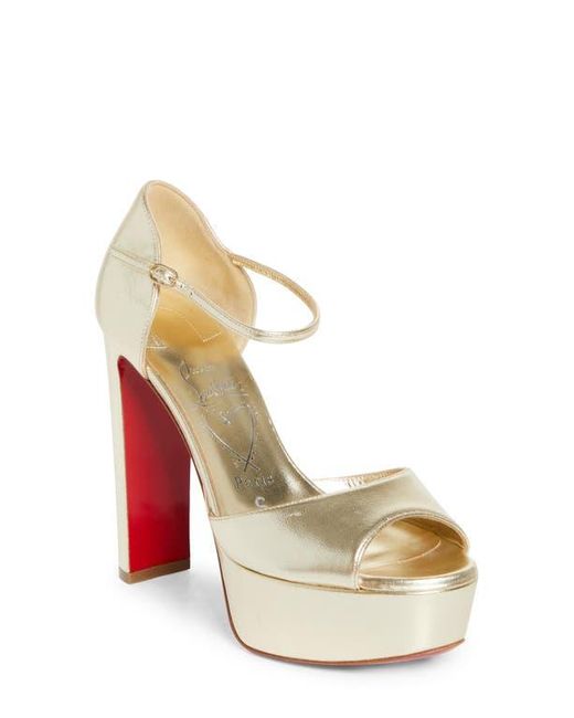 Christian Louboutin Sandaloo Metallic Peep Toe Platform Sandal