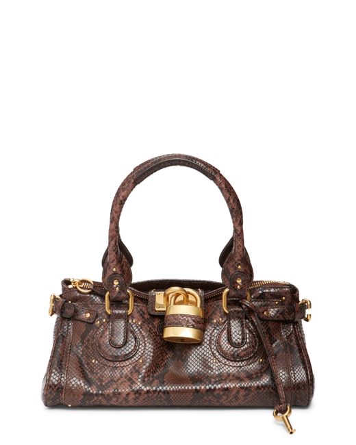 Chloé Brown Paddington Python Print Shoulder Bag
