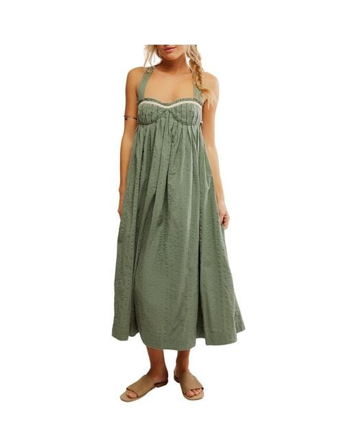 free people green gingham dress Freya Plaid Midi Dress main image 0