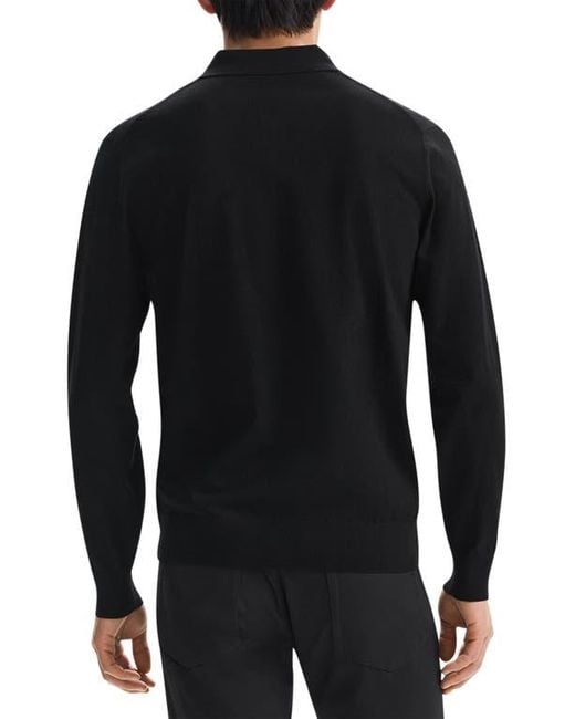 Theory Black Goris Long Sleeve Polo for men