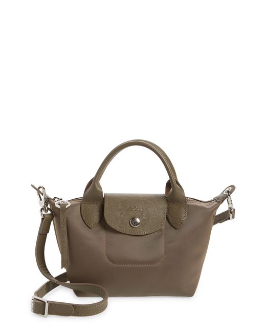 Longchamp Extra Small Le Pliage Neo Nylon Top Handle Bag in Brown Lyst