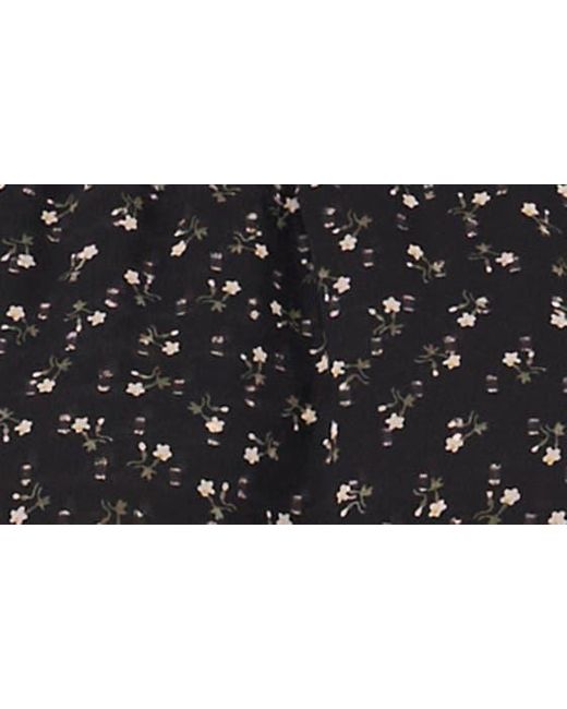 Cece Black Floral Ruffle Smocked Midi Dress