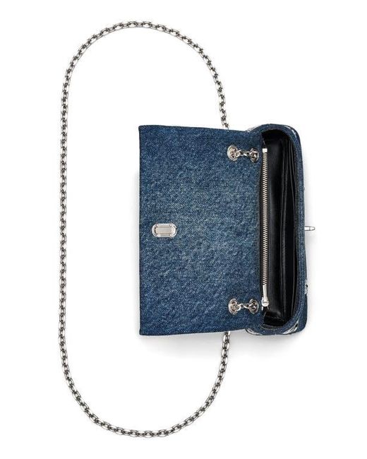 Marc Jacobs Blue The Dual Chain Sequin Daisy Denim Wallet On A Chain