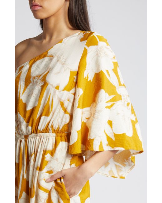 Chelsea28 Yellow Floral One-shoulder Maxi Dress