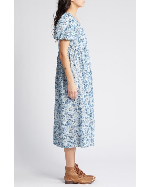 The Great Blue The Gallery Floral Cotton Midi Dress