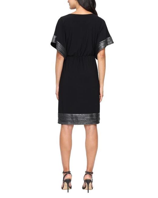 Sl Fashions Metalllic Detail Blouson Cocktail Dress in Black