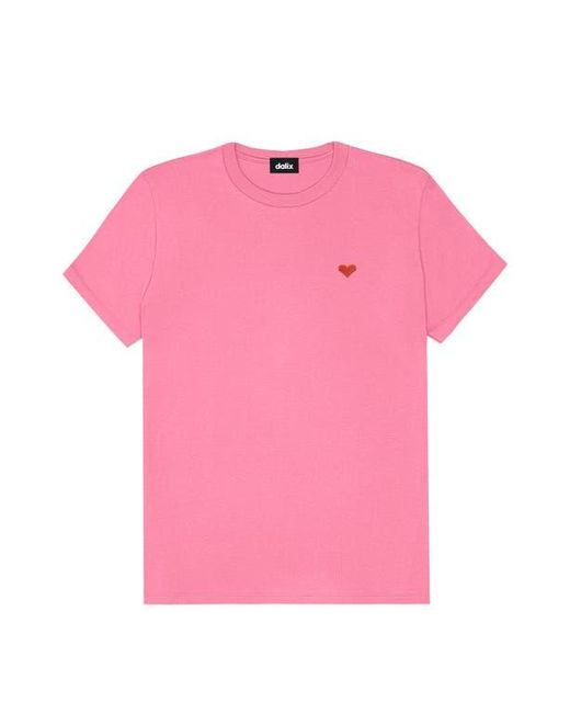 Alix Pink Pixel Heart Jersey Relaxed Tee