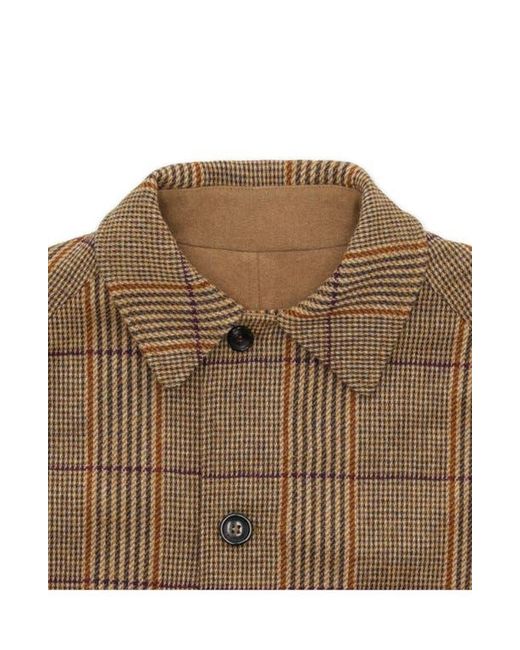 Fortela Brown Stanford Check Wool Double-Faced Single-Breasted Coat for men