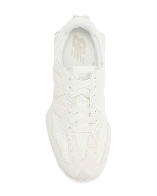 New Balance White 327 Lace Sneaker