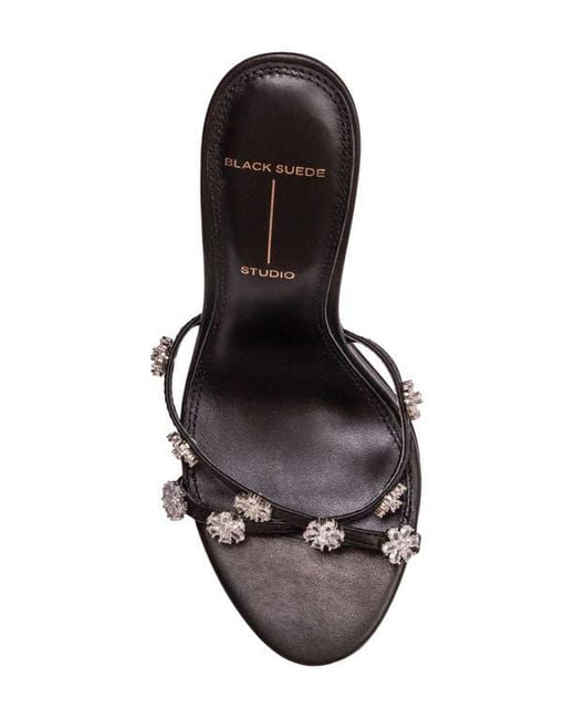 Black Suede Studio Black Summer Slide Sandal