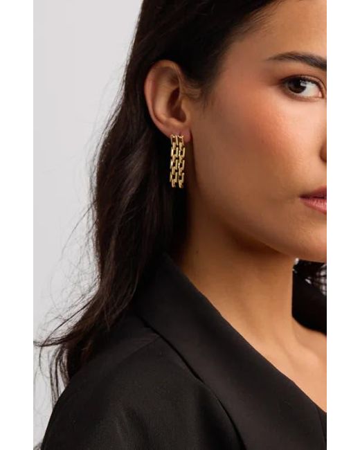 Argento Vivo Sterling Silver White Panthera Link Linear Drop Earrings