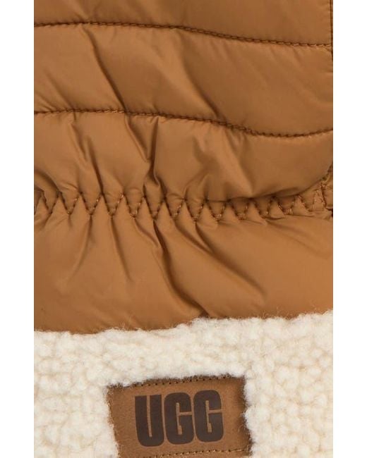 Ugg Brown Aw Uggfluff Cuff Gloves